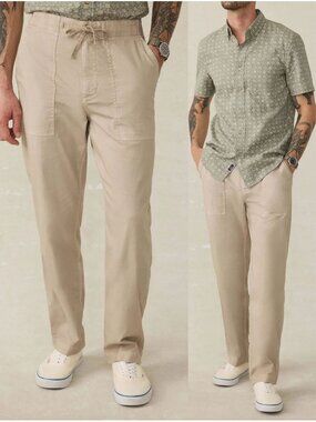 Faherty Men's M Dune Utility Pant  Sandy Dusk Khaki Organic Cotton Blend $168